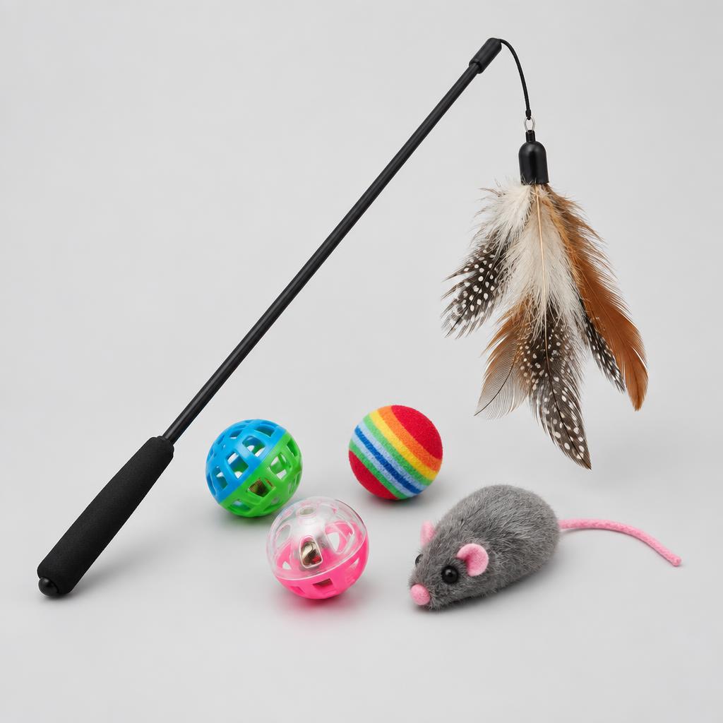 Jouets pour chat (plumes, laser)
